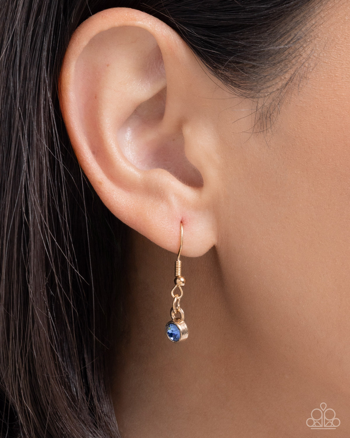 Flirtatious Framing Blue Gem & Antique Gold Heart Necklace - Paparazzi Accessories - free matching earrings - CarasShop.com - Paparazzi Jewelry by Cara Jewels