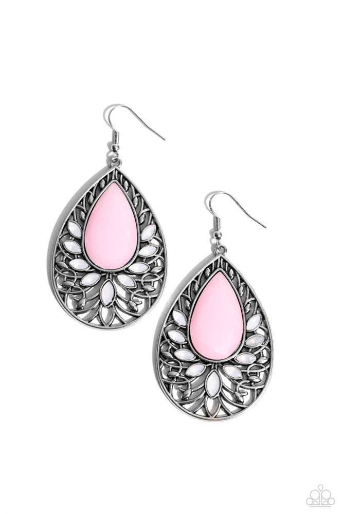 Floral Fairytale Pink Earrings - Paparazzi Accessories