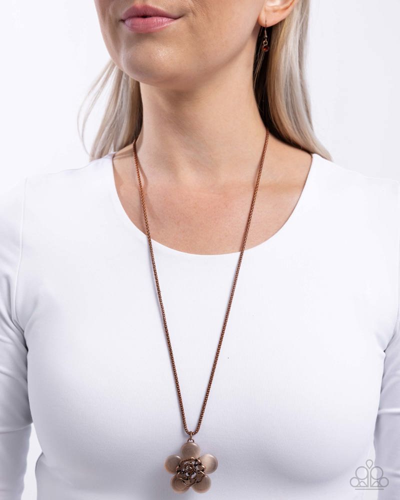 Floral Freestyle Copper Necklace - Paparazzi Accessories