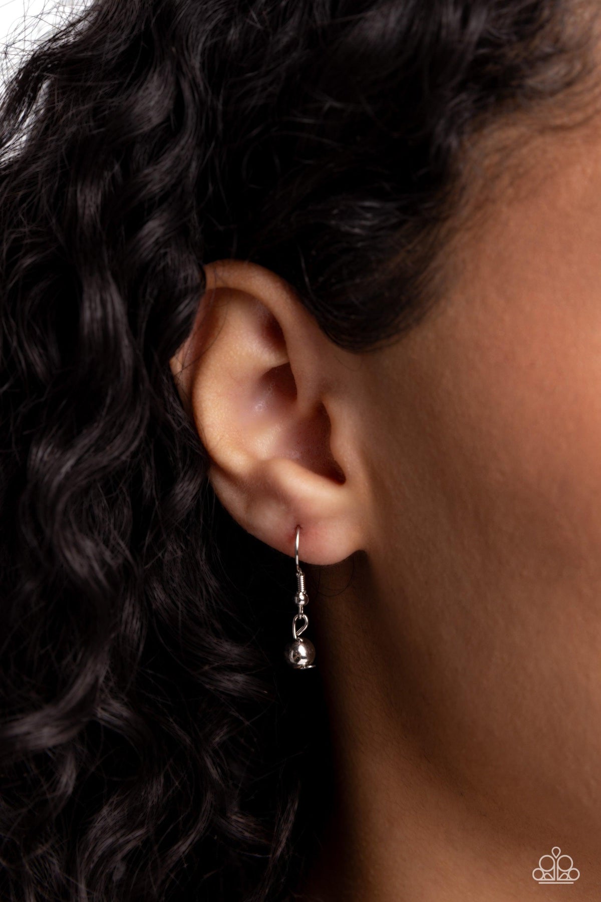 Flowering Fame Silver Lanyard Necklace - Paparazzi Accessories - free matching earrings -CarasShop.com - Paparazzi Jewelry by Cara Jewels