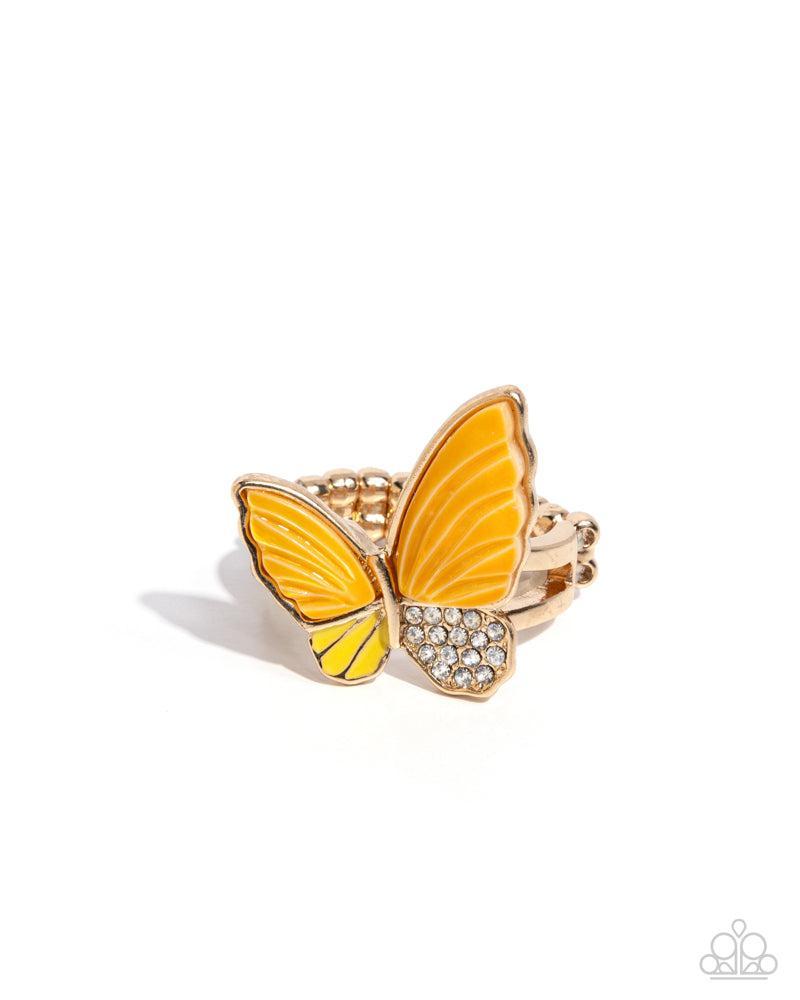 Fluttering Fidelity Yellow Ring - Paparazzi Accessories