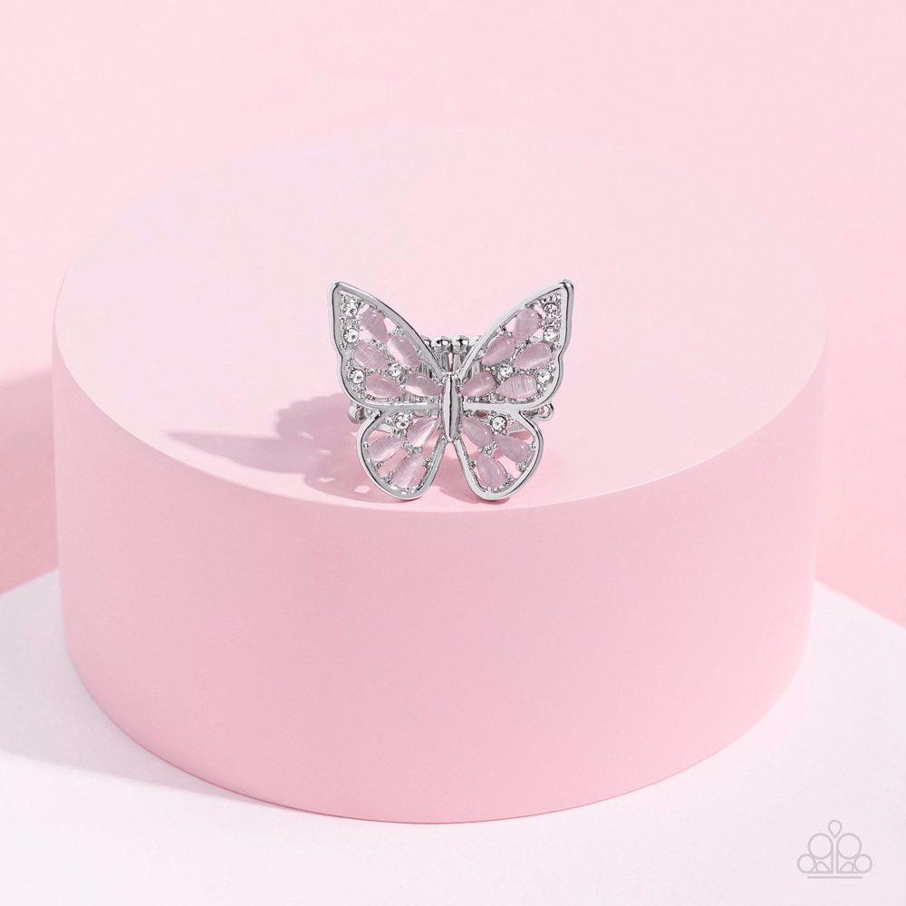 Flying Fashionista Pink Butterfly Ring - Paparazzi Accessories