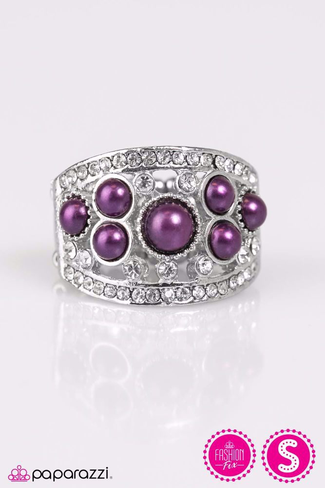 For All the World Purple Pearl & Rhinestone Ring - Paparazzi Accessories