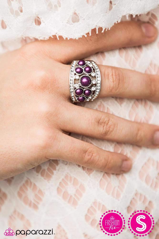 For All the World Purple Pearl & Rhinestone Ring - Paparazzi Accessories