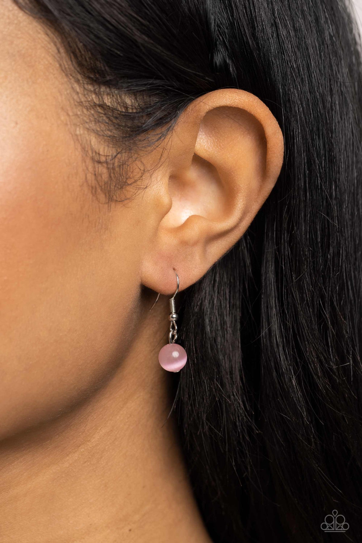 Framed in France Pink Cat's Eye Stone Necklace - Paparazzi Accessories - free matching earrings -CarasShop.com - Paparazzi Jewelry by Cara Jewels