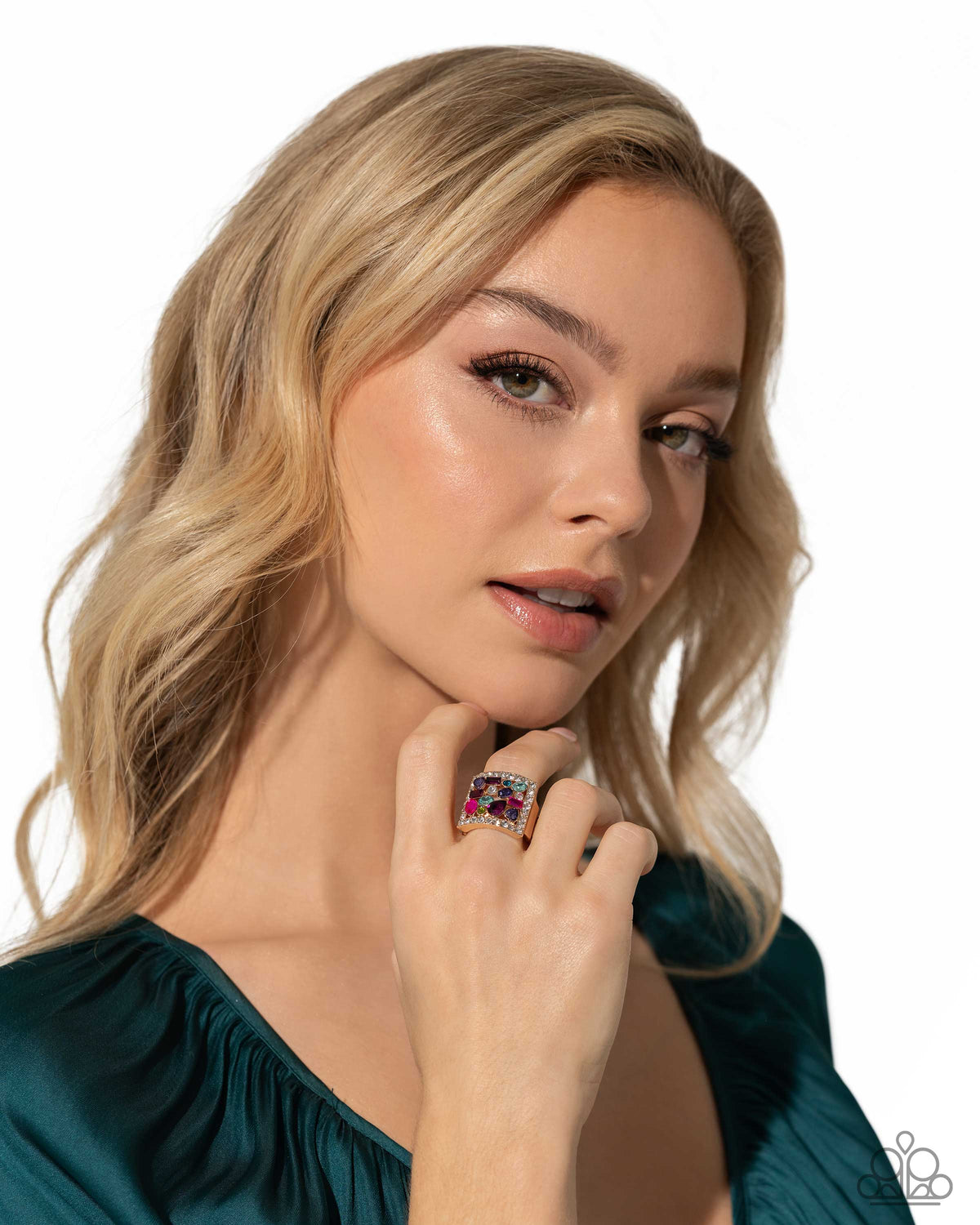 Framed Finesse Multi Rhinestone & Gold Ring - Paparazzi Accessories