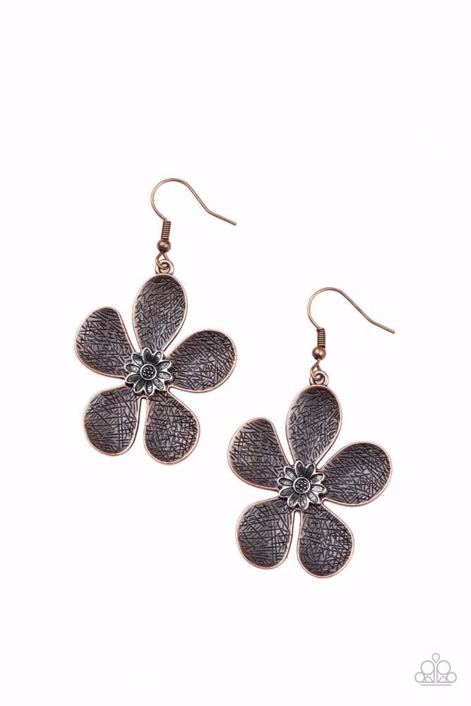 Fresh Florals Copper Earrings - Paparazzi Accessories
