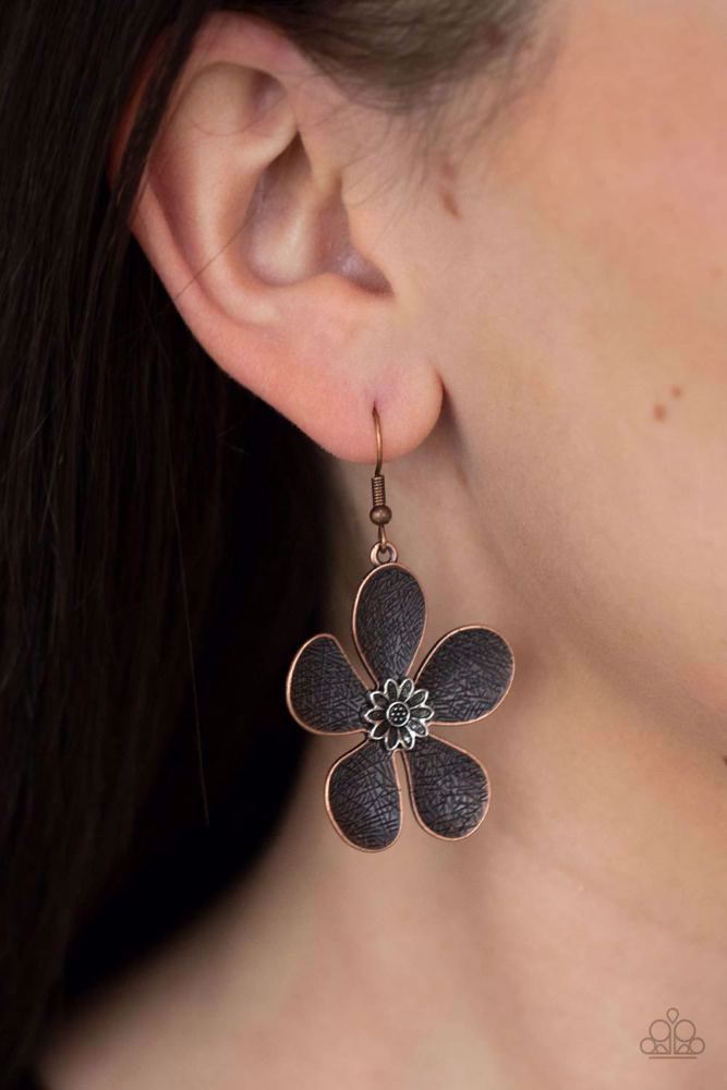 Fresh Florals Copper Earrings - Paparazzi Accessories