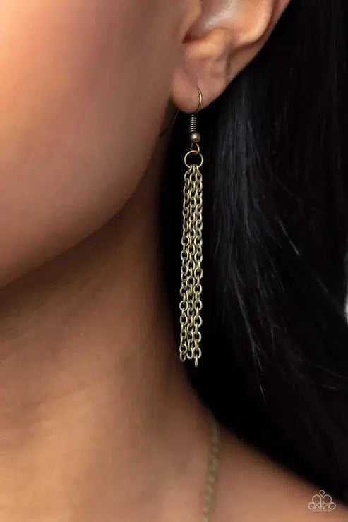 From Sunup to Sundown Brass Necklace - Paparazzi Accessories - free matching earrings -CarasShop.com - Paparazzi Jewelry by Cara Jewels