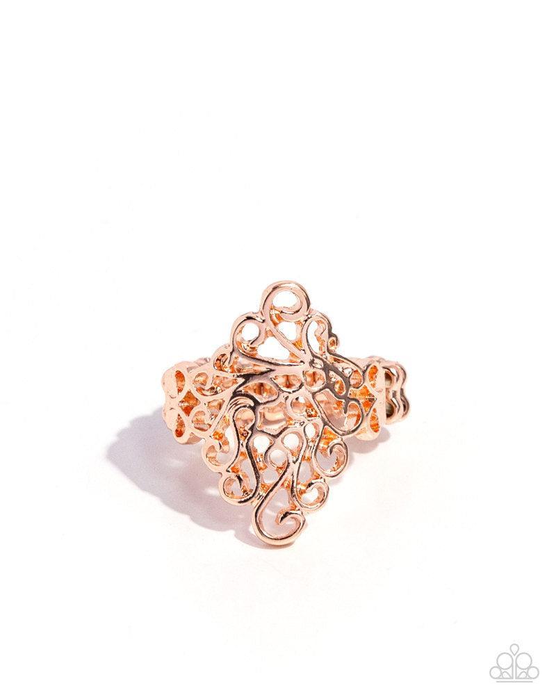 Full-Fledged Filigree Copper Ring - Paparazzi Accessories