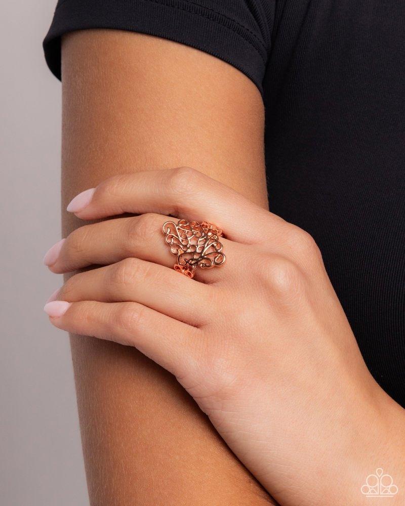 Full-Fledged Filigree Copper Ring - Paparazzi Accessories
