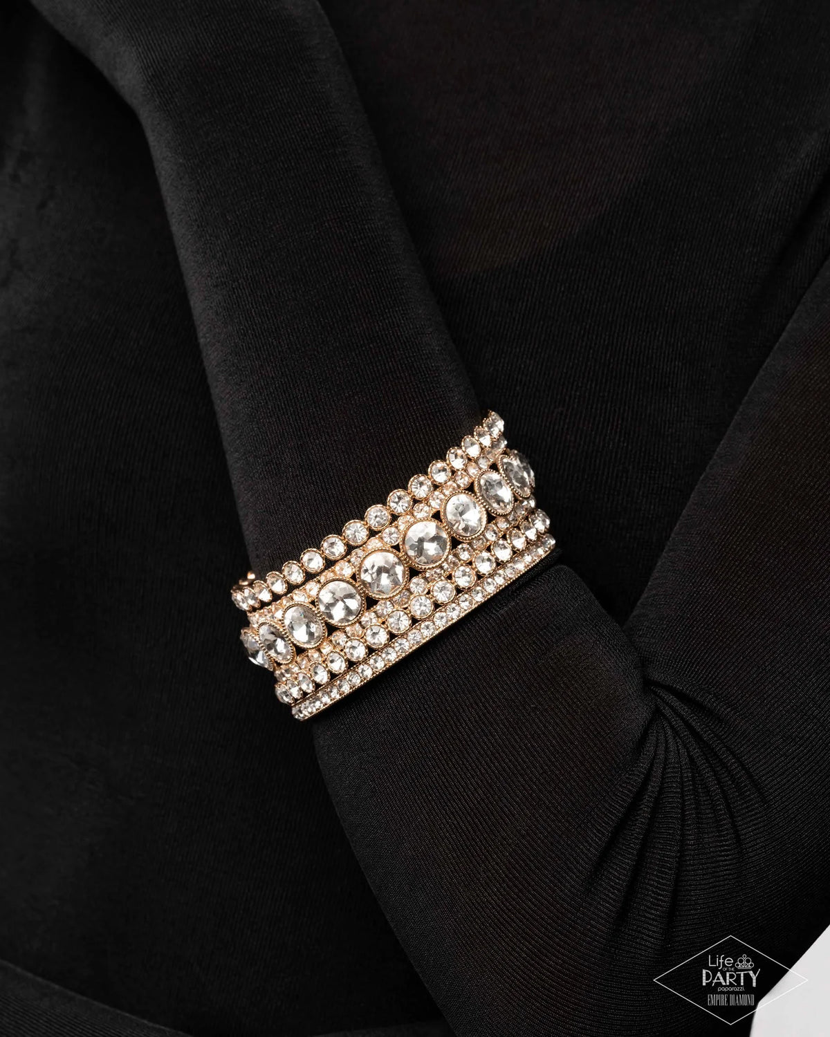 Future Fashionista Gold & White Rhinestone Zi Collection Bangle Bracelet Set - Paparazzi Accessories