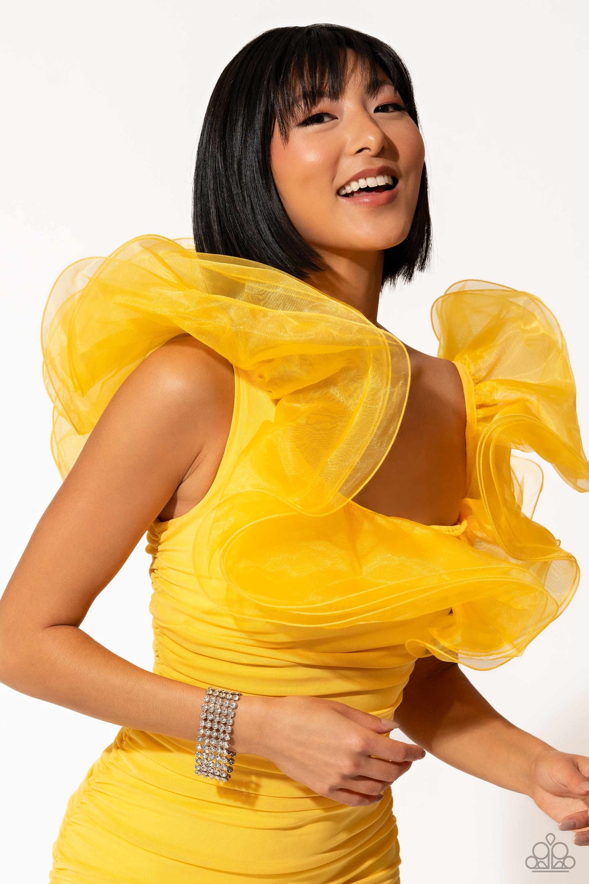 GLASSY Gallery White Rhinestone Bracelet - Paparazzi Accessories