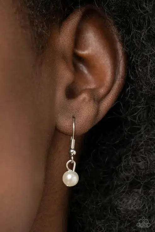 GRACE To The Top White Necklace - Paparazzi Accessories - free matching earrings -CarasShop.com - Paparazzi Jewelry by Cara Jewels