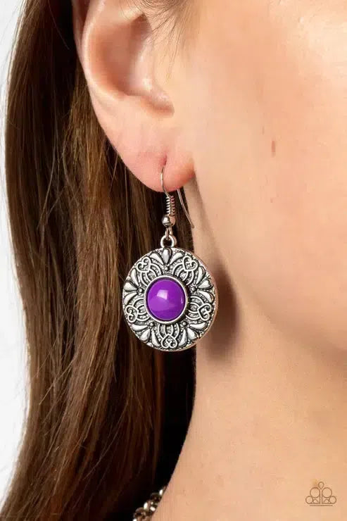 Garden Glade Purple Necklace - Paparazzi Accessories - free matching earrings -CarasShop.com - Paparazzi Jewelry by Cara Jewels