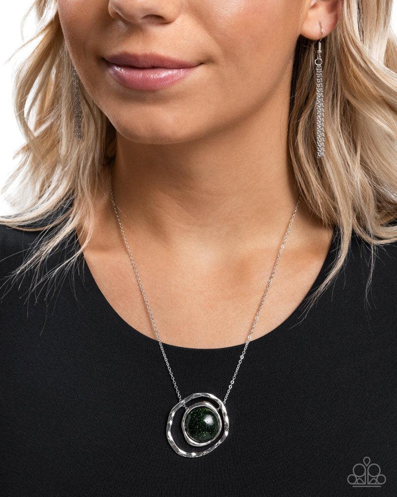 Gentle Glitter Green Necklace - Paparazzi Accessories