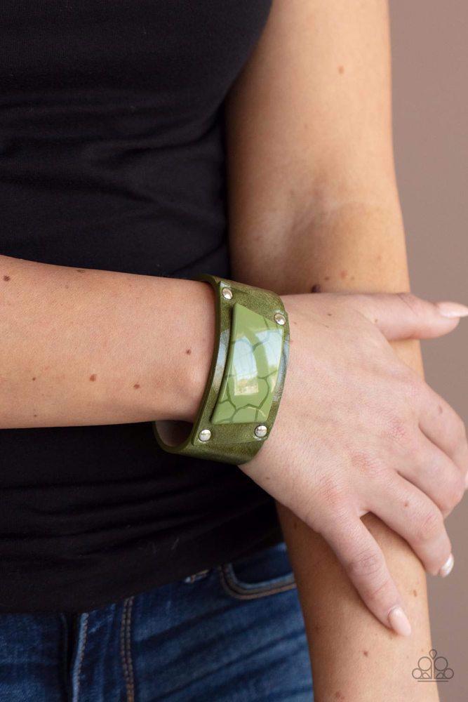 Geo Glamper Green Bracelet - Paparazzi Accessories