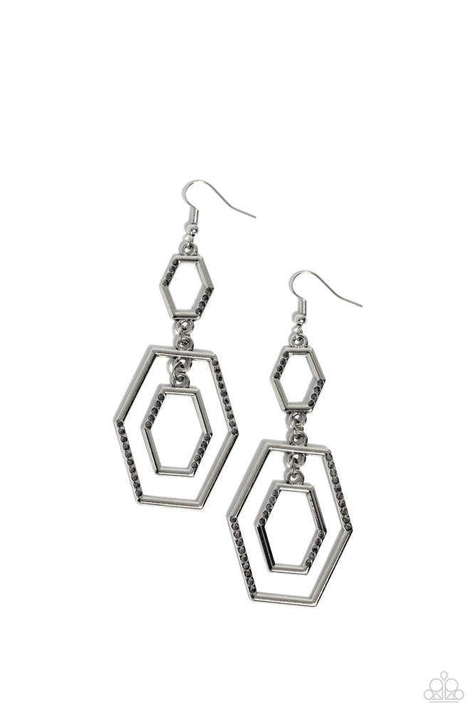 Geometric Maven Silver Earrings - Paparazzi Accessories