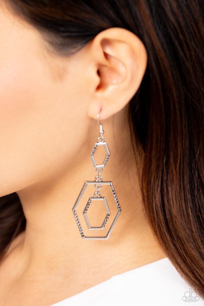 Geometric Maven Silver Earrings - Paparazzi Accessories
