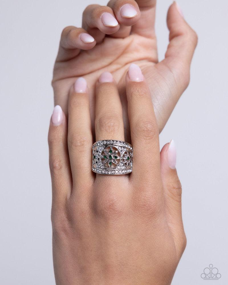 Gilded Glitz Green Ring - Paparazzi Accessories