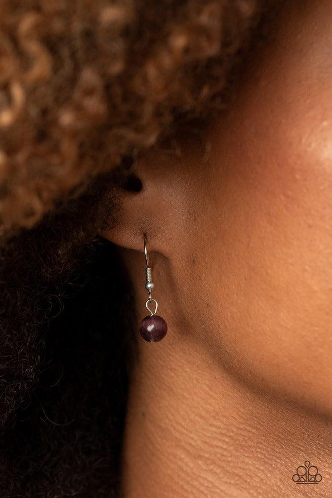 Glisten to This Purple Gem Necklace - Paparazzi Accessories - free matching earrings -CarasShop.com - Paparazzi Jewelry by Cara Jewels