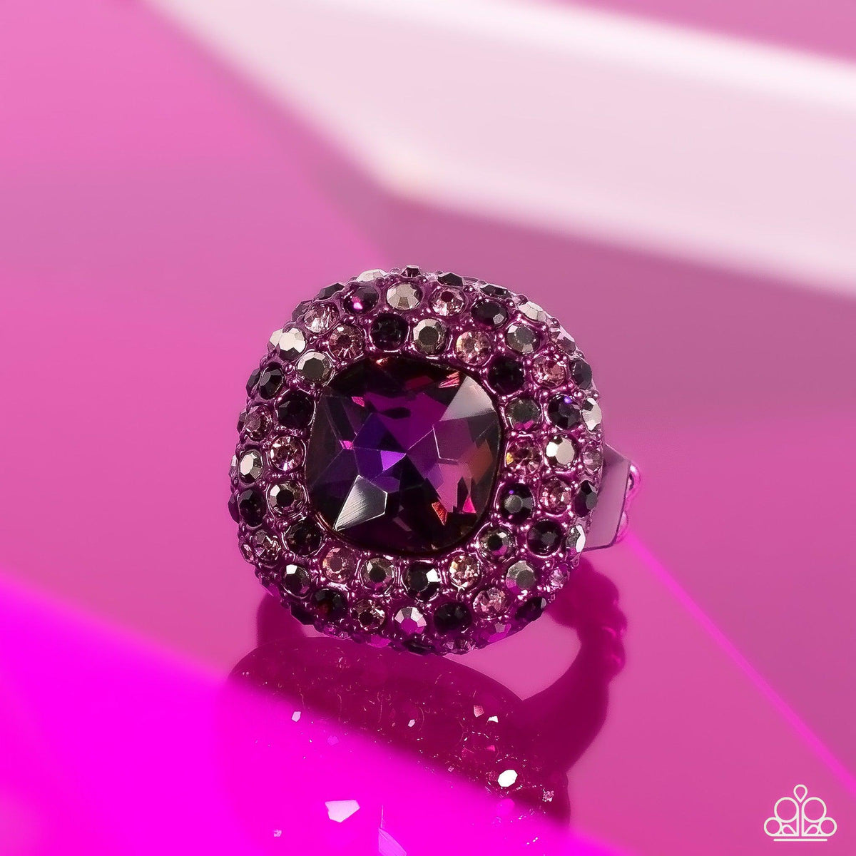 Glistening Grit Purple Rhinestone Ring - Paparazzi Accessories