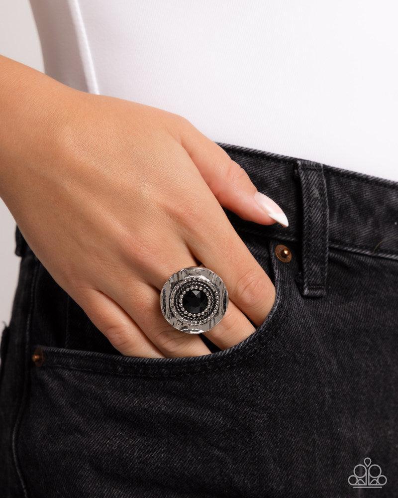 Glistening Grotto Black Ring - Paparazzi Accessories
