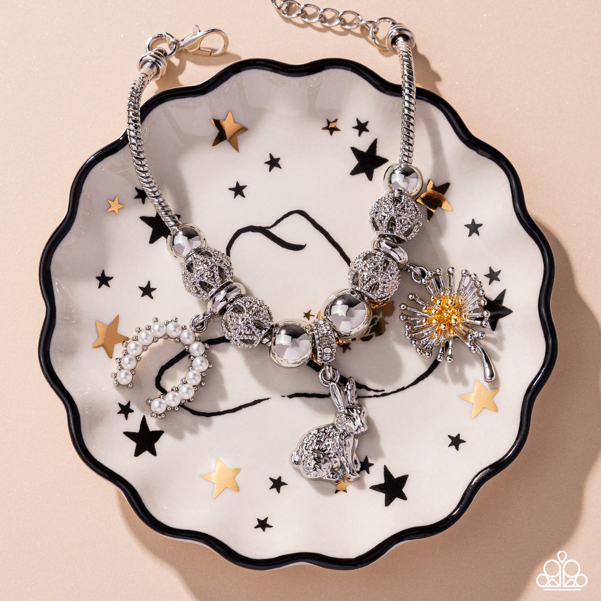 Graceful Godsend White Charm Bracelet - Paparazzi Accessories