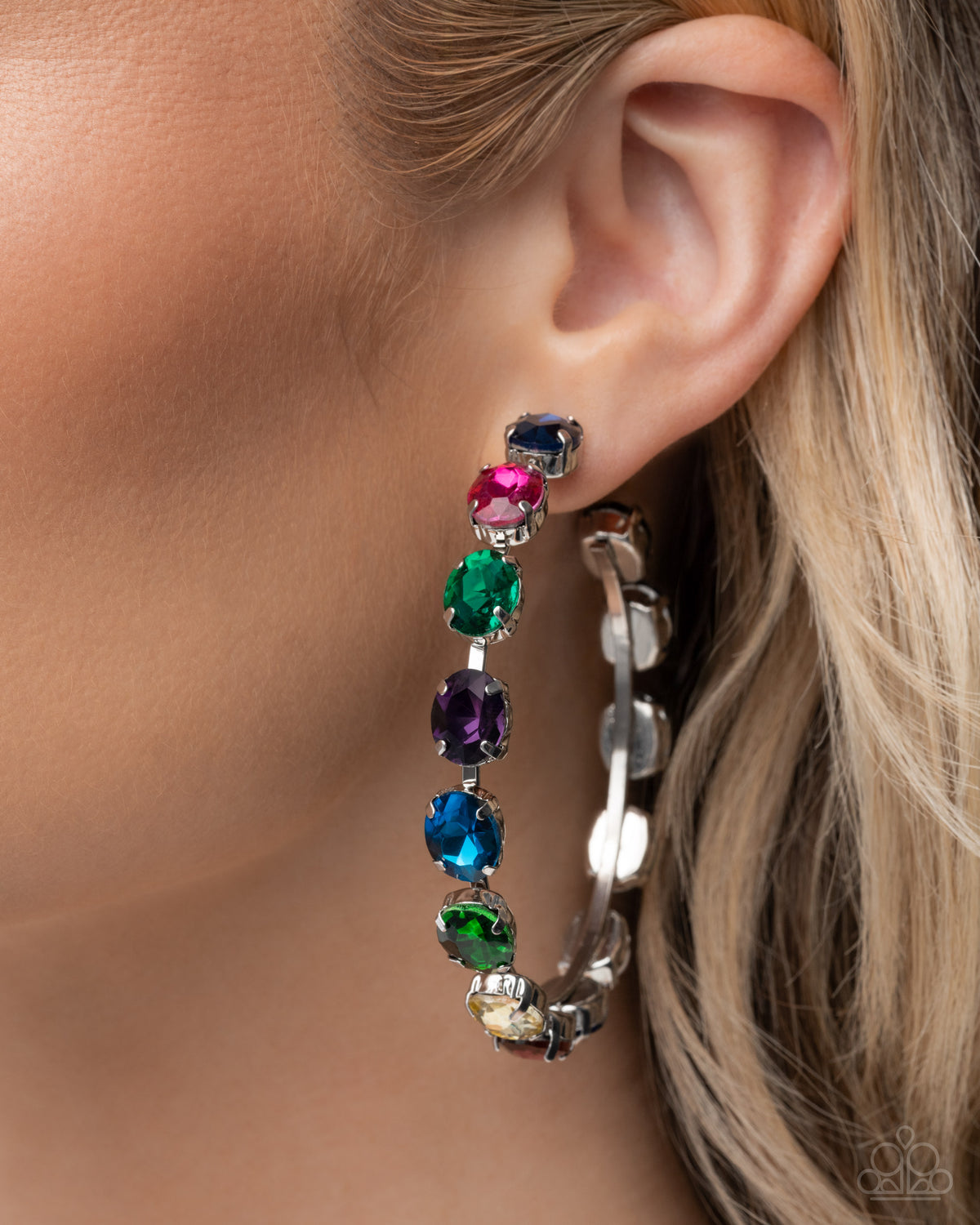 Grand Finale Glitz Multi Gem Hoop Earrings - Paparazzi Accessories