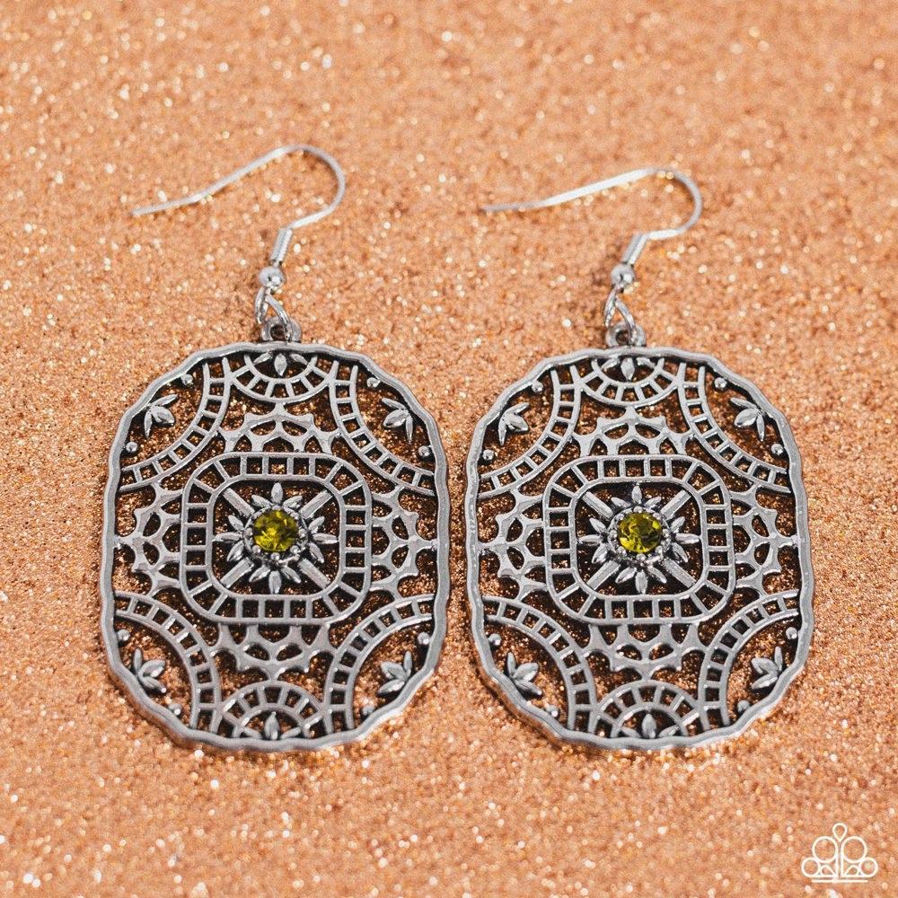 Greco-Roman Romance Green Earrings - Paparazzi Accessories