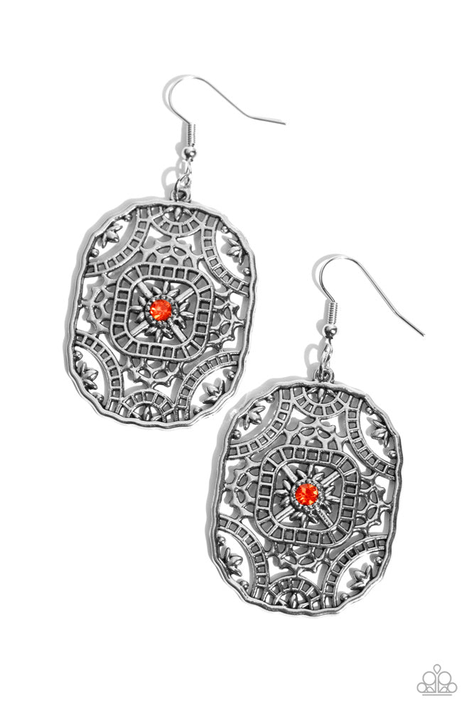 Greco-Roman Romance Orange Earrings - Paparazzi Accessories