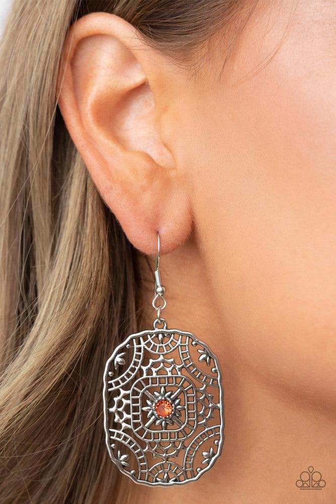 Greco-Roman Romance Orange Earrings - Paparazzi Accessories