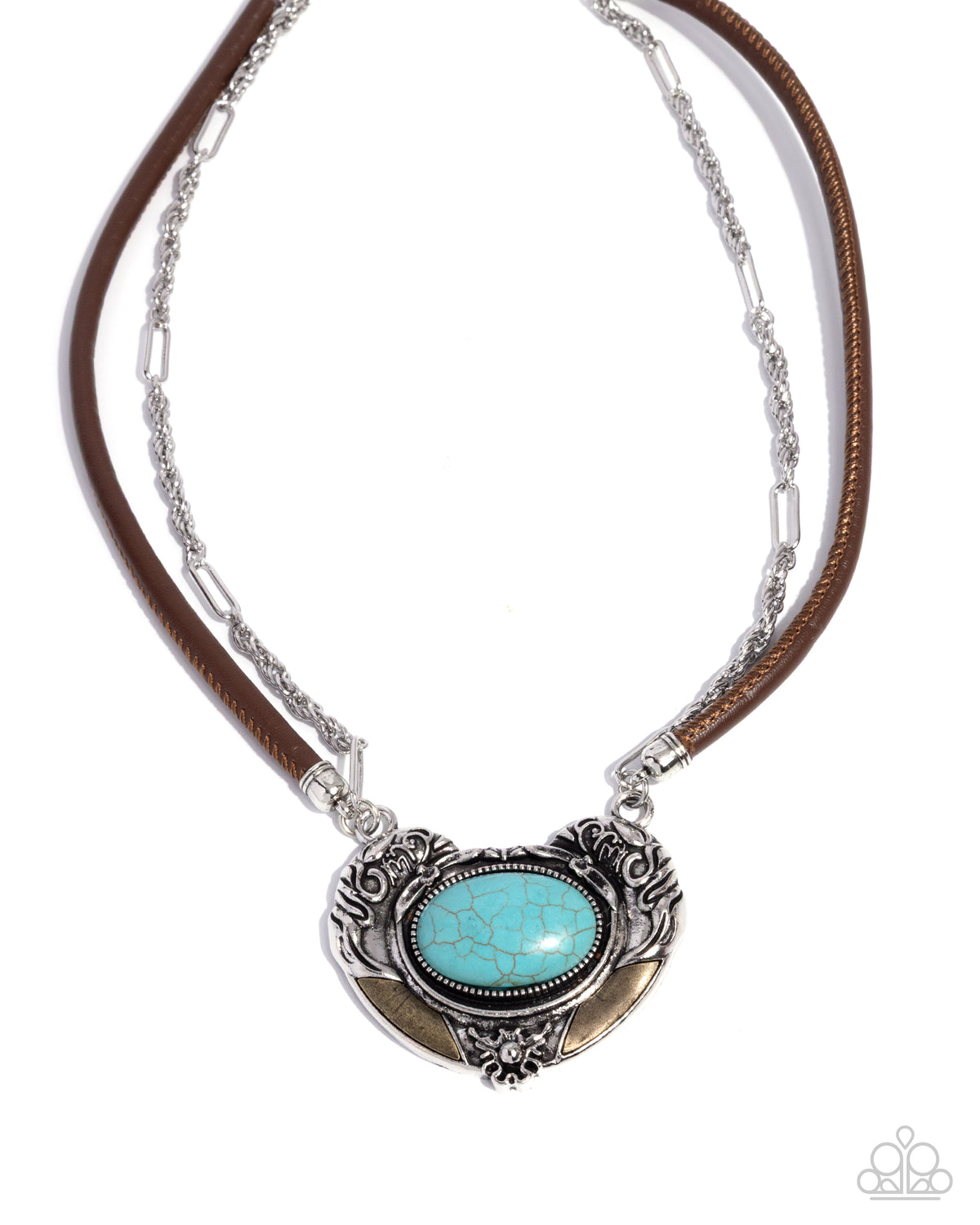 Grounded Gesture Turquoise Blue Stone Necklace - Paparazzi Accessories