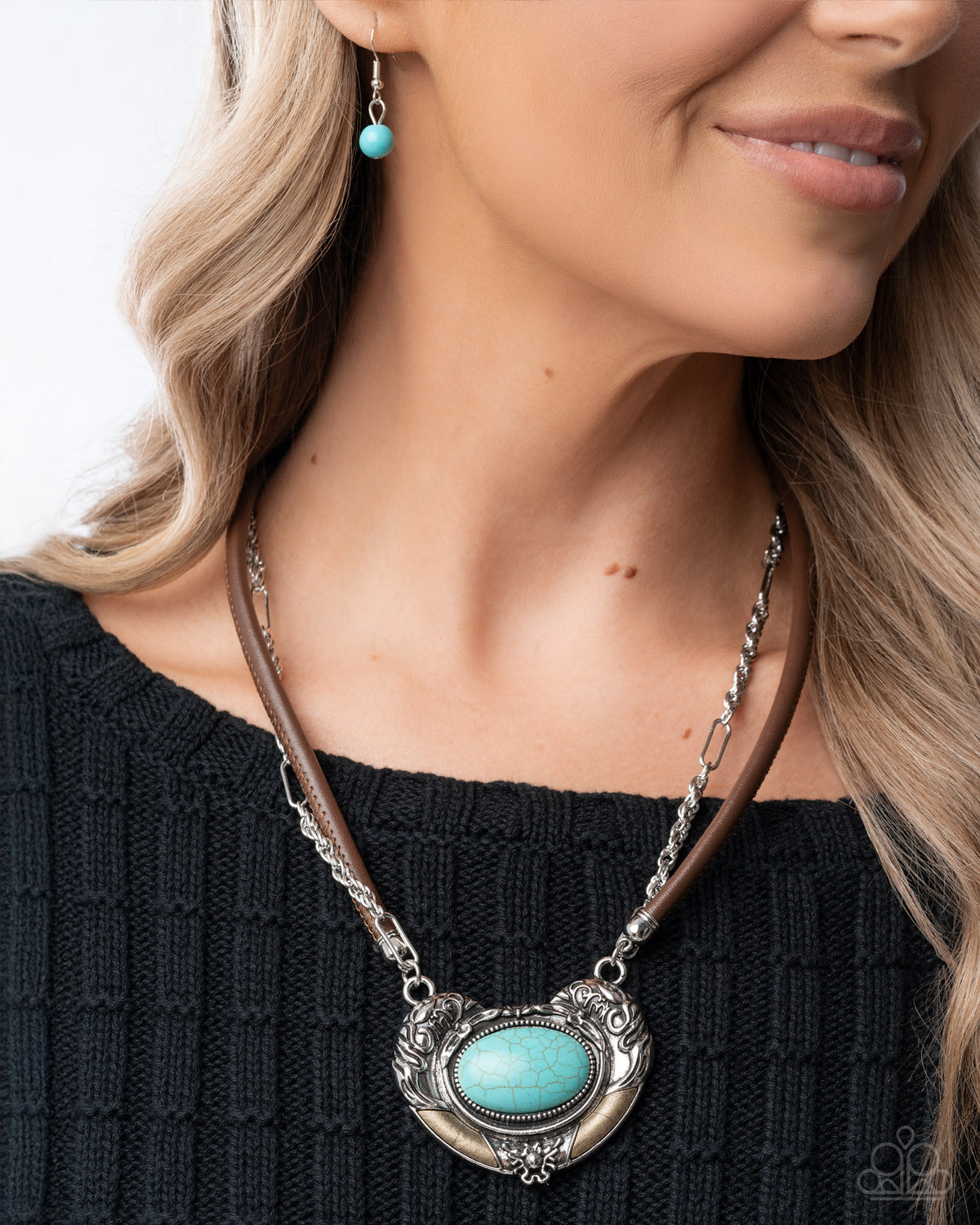 Grounded Gesture Turquoise Blue Stone Necklace - Paparazzi Accessories