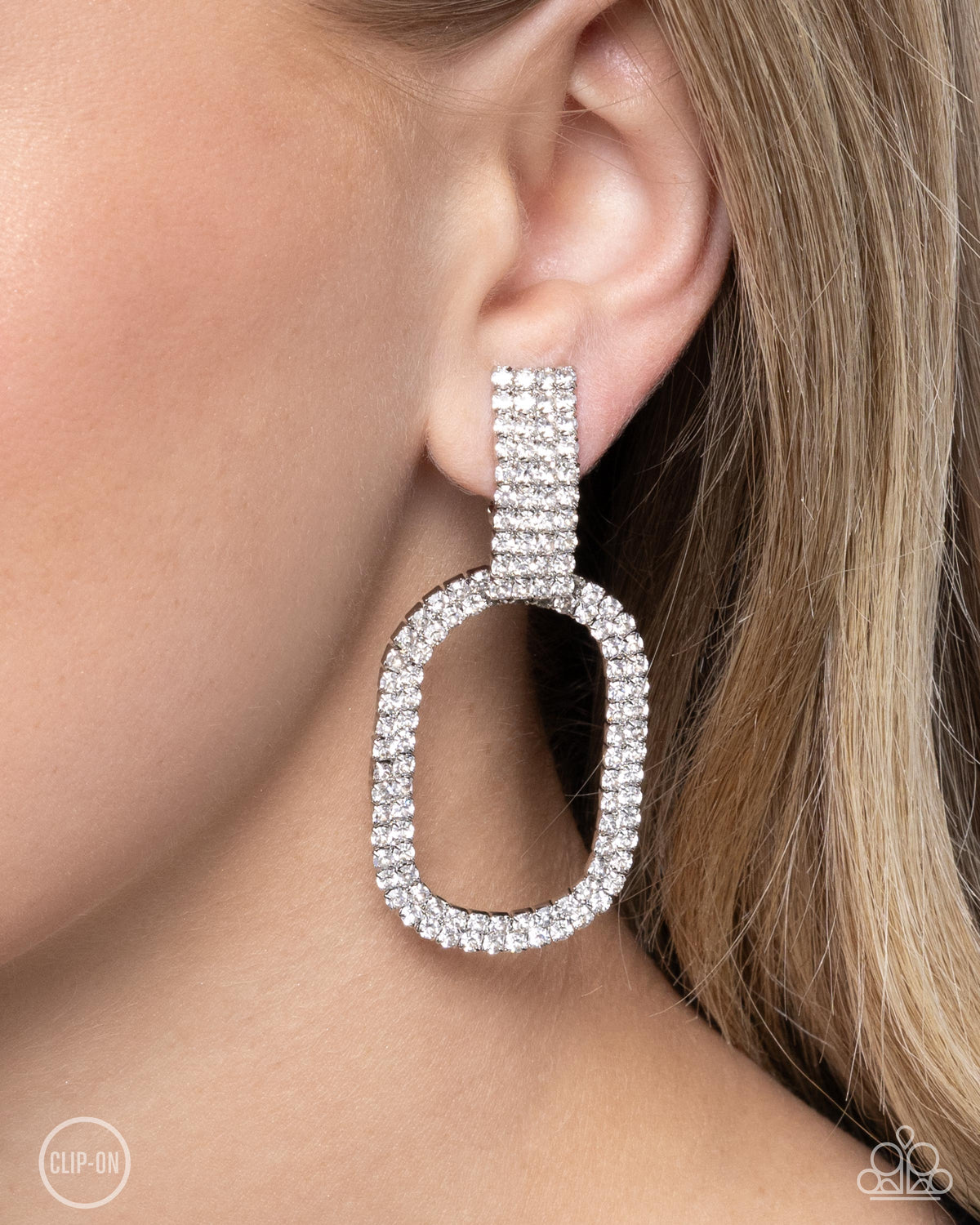 Guarded Glitz White Earrings - Paparazzi Accessories
