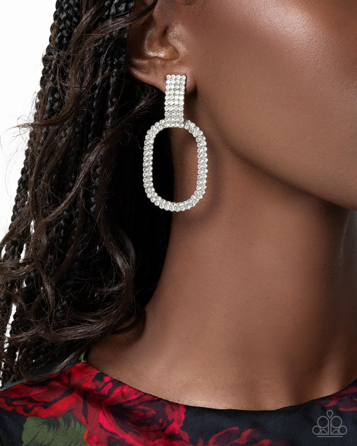 Guarded Glitz White Earrings - Paparazzi Accessories
