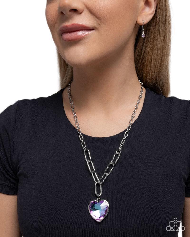 HAUTE Heart Purple Gem Necklace - Paparazzi Accessories