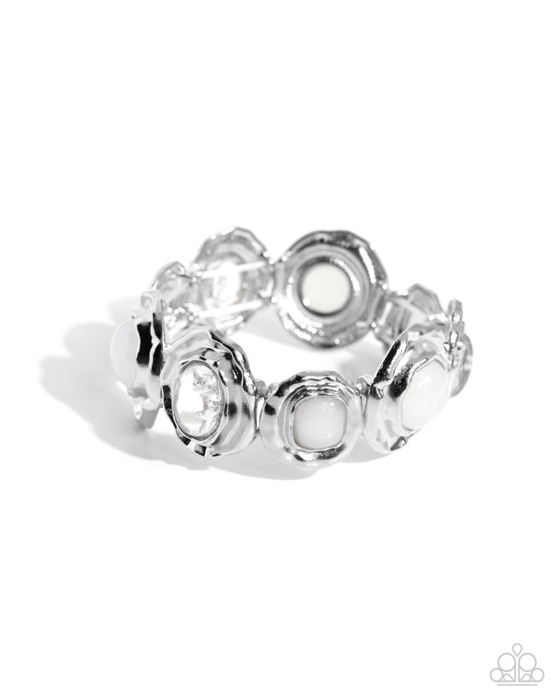 Hammered High White Bracelet - Paparazzi Accessories
