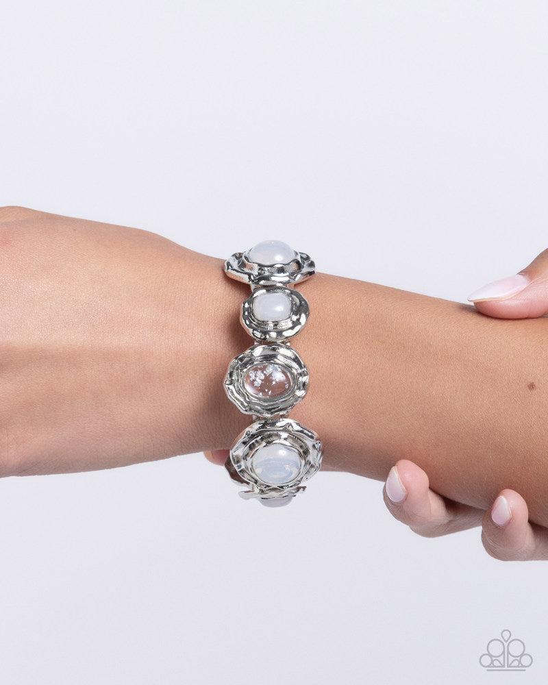 Hammered High White Bracelet - Paparazzi Accessories