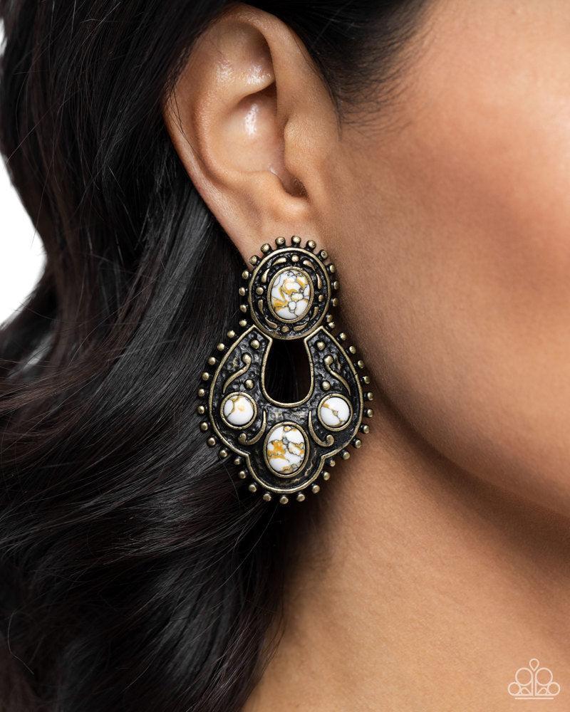 Handcrafted Horseshoe Brass Earrings - Paparazzi Accessories