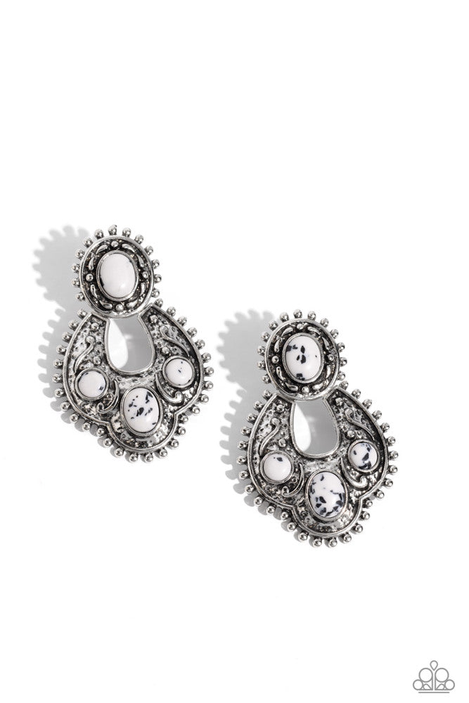 Handcrafted Horseshoe White Earrings - Paparazzi Accessories