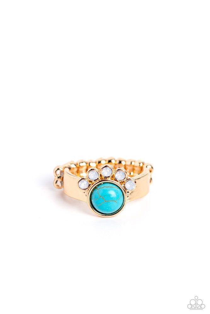 Havasu Haven Gold & Turquoise Blue Stone Ring - Paparazzi Accessories