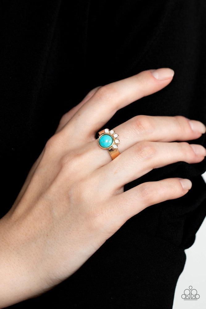 Havasu Haven Gold & Turquoise Blue Stone Ring - Paparazzi Accessories