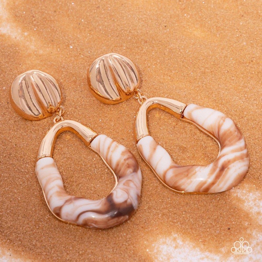 High Sheen Swirls Gold Post Earrings - Paparazzi Accessories