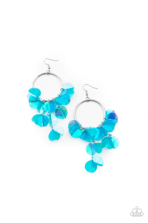 Holographic Hype Blue Sequin Earrings - Paparazzi Accessories