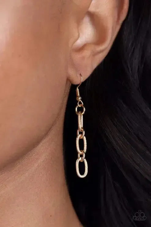 House of CHAIN Gold Necklace - Paparazzi Accessories - free matching earrings -CarasShop.com - Paparazzi Jewelry by Cara Jewels