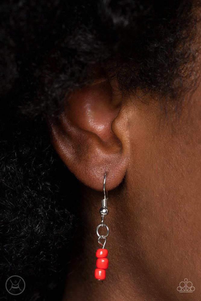 I Can SEED Clearly Now Red Necklace - Paparazzi Accessories - free matching earrings -CarasShop.com - Paparazzi Jewelry by Cara Jewels