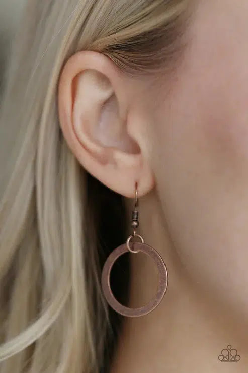 In Full Orbit Copper Necklace - Paparazzi Accessories - free matching earrings -CarasShop.com - Paparazzi Jewelry by Cara Jewels