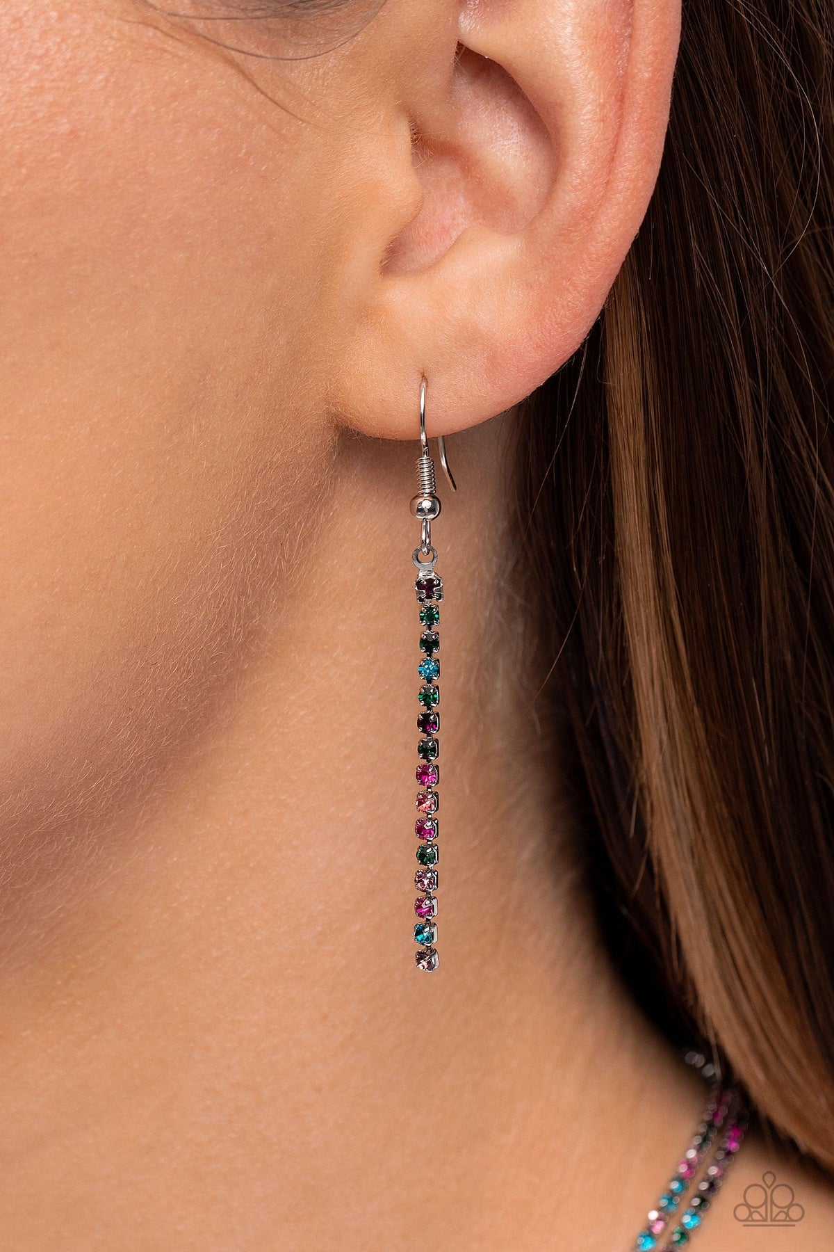Jazz STRANDS Multi Rhinestone Necklace - Paparazzi Accessories - free matching earrings -CarasShop.com - Paparazzi Jewelry by Cara Jewels