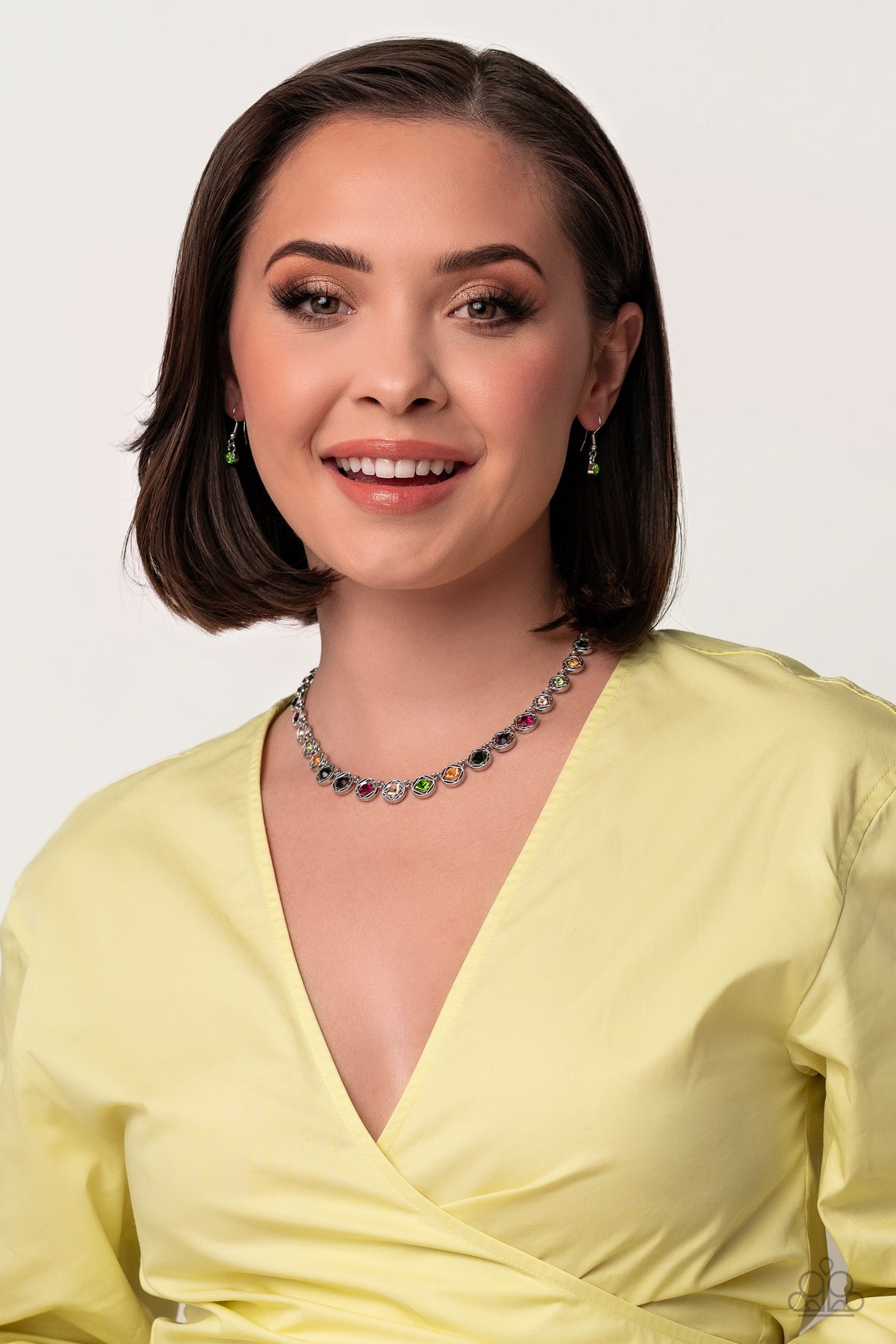 Kaleidoscope Charm Multi Rhinestone Necklace - Paparazzi Accessories